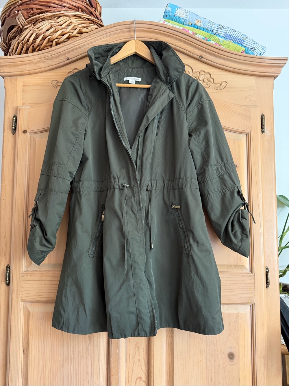 Lightweight Olive Green Hooded Coldwater Creek Jacket
